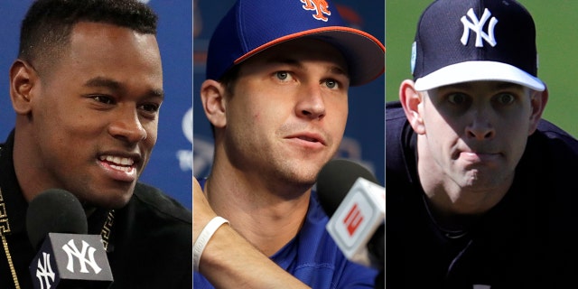 Luis Severino, left, and James Paxton, right, jabbed Jacob deGrom, center, over his contract extension.