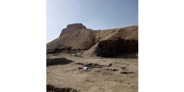 Archaeologists have been excavating near the Meidum Pyramid south of Cairo. (Egyptian Ministry of Antiquities)
