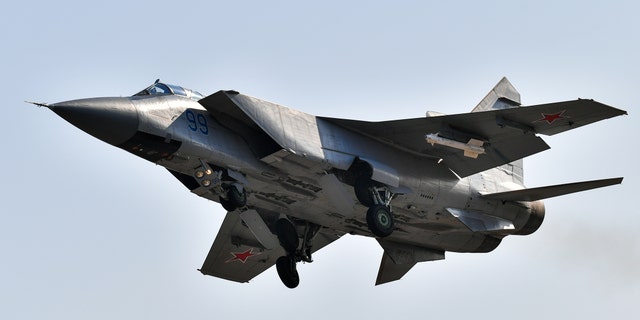 File photo -A Mikoyan MiG-31BM interceptor aircraft performing a training flight at the Tsentralnaya Uglovaya airfield.