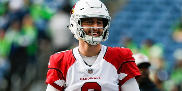 Josh Rosen #3 of the Arizona Cardinals warms-up before the game against the Seattle Seahawks at CenturyLink Field on December 30, 2018 in Seattle, Washington.