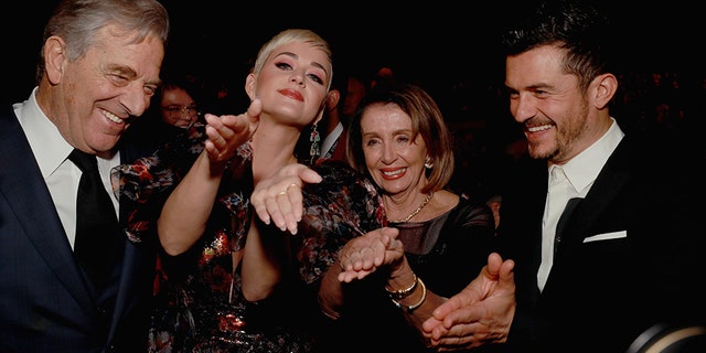 L-R) Paul Pelosi, Katy Perry, Nancy Pelosi, and Orlando Bloom attend MusiCares Person of the Year honoring Dolly Parton at Los Angeles Convention Center on February 8, 2019 in Los Angeles, California.