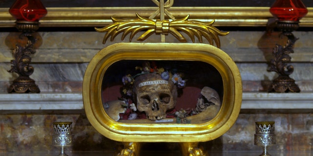 Relic of St. Valentine in the church of Santa Maria in Cosmedin, Rome.