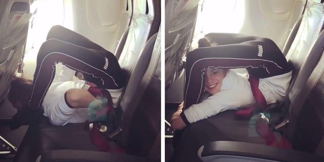 “PRO TRAVEL TIP: Wear your seatbelt on the plane! If this lovely girl can maneuver her body into one, I think you can too. We don’t want you injured, folks,” reps for PassengerShaming wrote online. “The crew is your friend. #notshaming #shesadorable.”