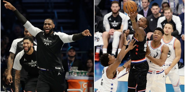 LeBron James and Kevin Durant at NBA All-Star Game (Photo: AP Photo/Chuck Burton and AP Photo/Gerry Broome)