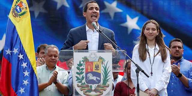 Venezuelan opposition leader Juan Guaido speaks during a rally on Saturday, Feb. 2, 2019.