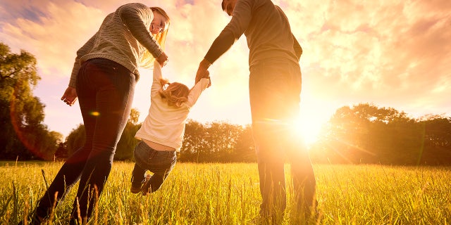 happy family outside together