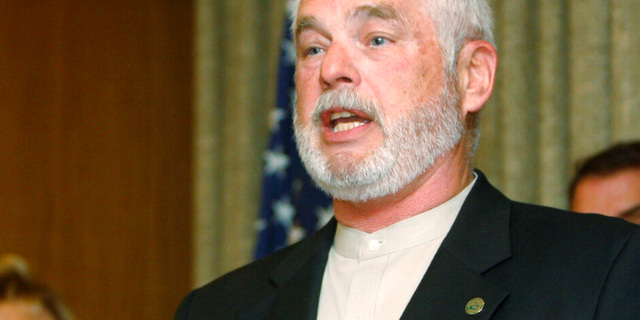 FILE: Charles Lamb, Mayor Pro Tem and Council Member for the city of Edmond, Okla., answers a question at a news conference in Oklahoma City.