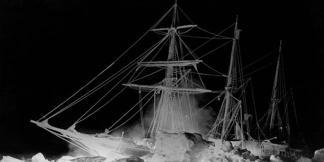 File photo - Shackleton's ship, the Endurance, locked in the Weddell Sea, where it finally sank, Antarctica, August 27, 1915. The remarkable lighting was furnished by an oil fire at the bow and a great deal of flash (gun) powder.