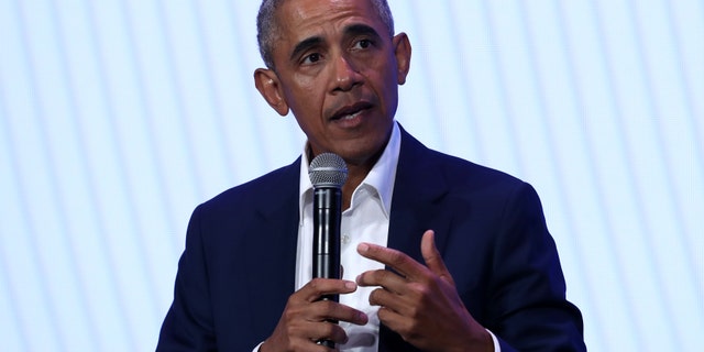 Former President Barack Obama speaks during the MBK Rising! My Brother’s Keeper Alliance Summit on February 19, 2019 in Oakland, California.