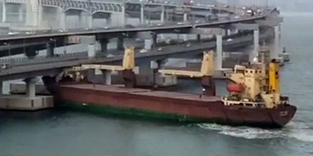 A Russian cargo ship crashed into a bi-level bridge on the coast of South Korea while its captain was drunk
