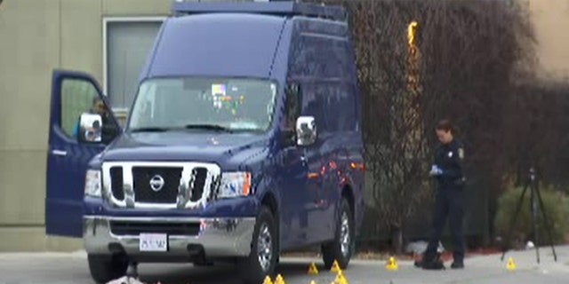 Two suspects were arrested in the ears after the theft of a KPIX-TV press team and a security officer assigned to the team were shot in the leg.