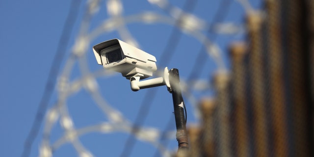 A U.S. surveillance camera overlooks the international bridge between Mexico and the United States on March 14, 2017 in Hidalgo, Texas - file photo.