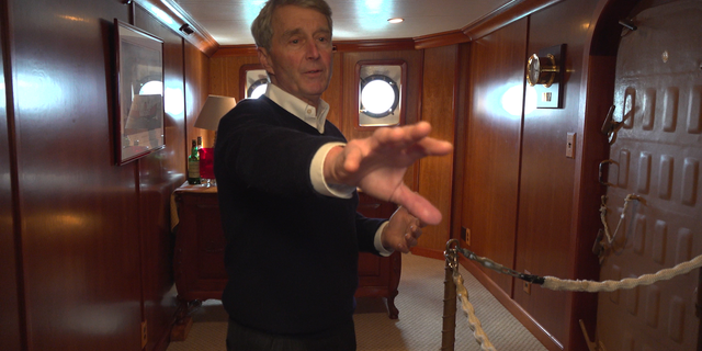 Bill Golden shows off the interior of his six bedroom lightship-turned-yacht. (ROB DIRIIENZO / FOX NEWS)