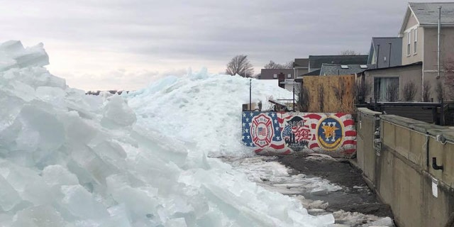 Large ice mounds can be seen at Hoover Beach along Lake Erie in New York on Feb. 24, 2019.