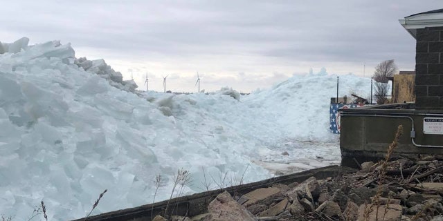 The ice tsunami was between 25 and 30 feet high on Sunday.