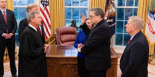 Barr was sworn in by Chief Justice John Roberts on Thursday. (Official White House Photo by Shealah Craighead)