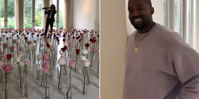 Kanye West surprised Kim Kardashian with a romantic Kenny G performance on Valentine's Day.