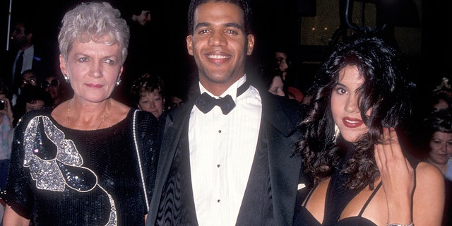 Actor Kristoff St. John, mother Maria and his wife Mia attend the 20th Annual Daytime Emmy Awards on May 26, 1993 at the Marriott Marquis Hotel in New York City.