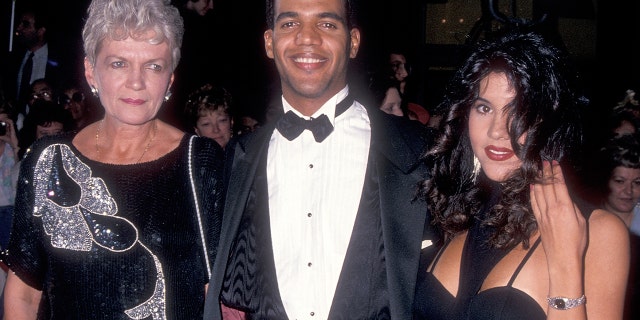 Actor Kristoff St. John, mother Maria and his wife Mia attend the 20th Annual Daytime Emmy Awards on May 26, 1993 at the Marriott Marquis Hotel in New York City.