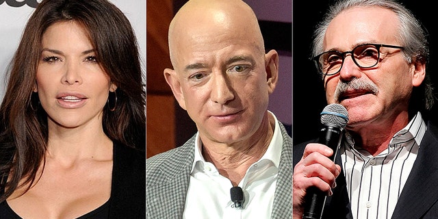 Lauren Sanchez, Jeff Bezos and American Media CEO David Pecker, the publisher of National Enquirer.