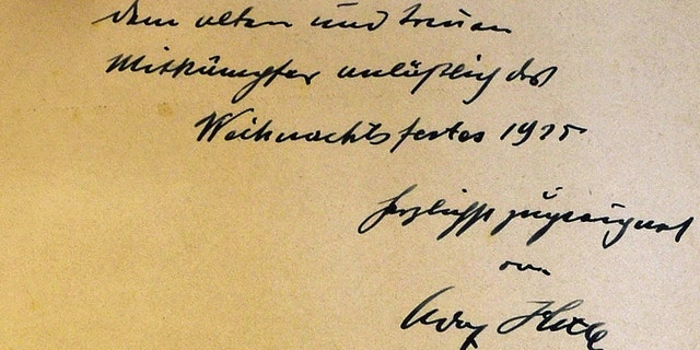 A dedication inside reads: “Hermann Esser the good old comrade on the occasion of Christmas 1925.” Esser joined the Nazi party with Hitler in 1920 and became the editor of the organization's newspaper Völkischer Beobachter. (Credit: SWNS)