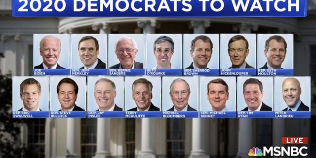 MSNBC had plenty of critics on social media over a graphic that featured a list of Democrats currently mulling a 2020 run for president.