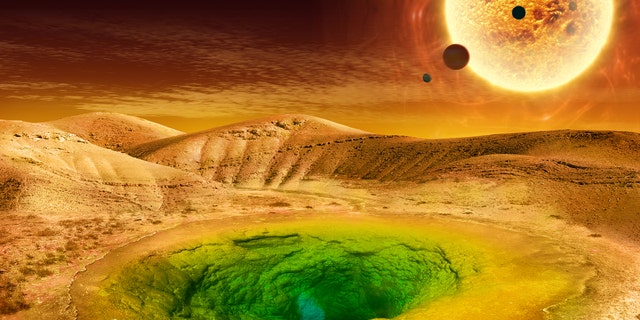 This image is an artist's conception of what life could look like on the surface of a distant planet. (Credit: NASA)