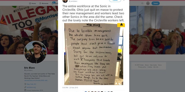 The team left behind a note blaming management.