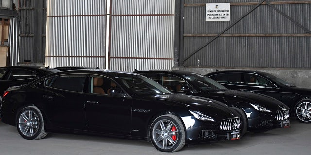 Maseratis were among the cars used for the meeting.