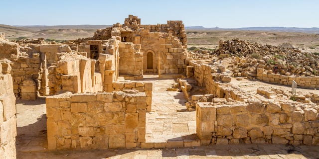 Ruins from the ancient city of Shivta in the Negev Desert in Israel.