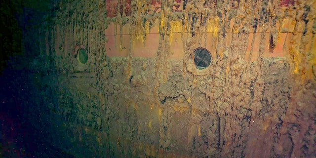 Glass portholes in Hiei's hull. (RV Petrel)