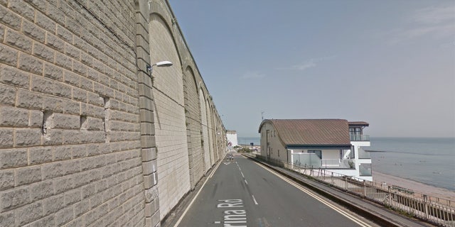 The beachside road, seen here on Google Street View prior to the incident, was empty at the time of the crash.