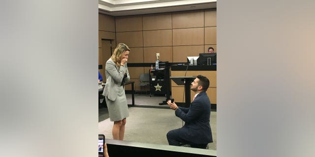 Unsuspecting Lettman began to cry when Dinetz addressed the room with a specially tailored statement of his love for her.