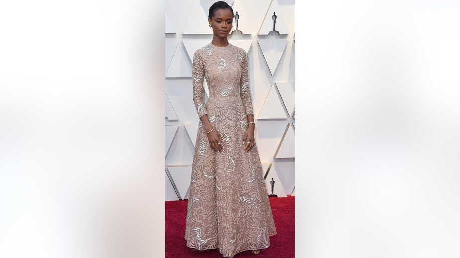 Letitia Wright arrives at the Oscars on Sunday, Feb. 24, 2019, at the Dolby Theatre in Los Angeles. (Photo by Richard Shotwell/Invision/AP)