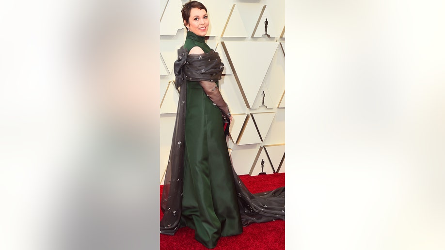 Olivia Colman arrives at the Oscars on Sunday, Feb. 24, 2019, at the Dolby Theatre in Los Angeles. (Photo by Jordan Strauss/Invision/AP)