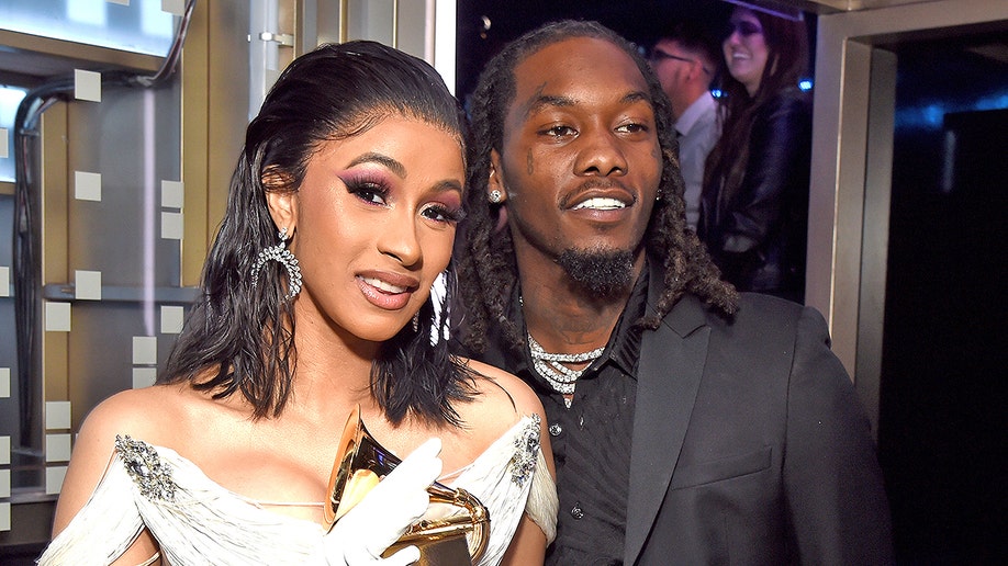 LOS ANGELES, CA - FEBRUARY 10: Cardi B, winner of Best Rap Album for 'Invasion of Privacy,' and Offset pose backstage during the 61st Annual GRAMMY Awards at Staples Center on February 10, 2019 in Los Angeles, California. (Photo by Michael Kovac/Getty Images for The Recording Academy)