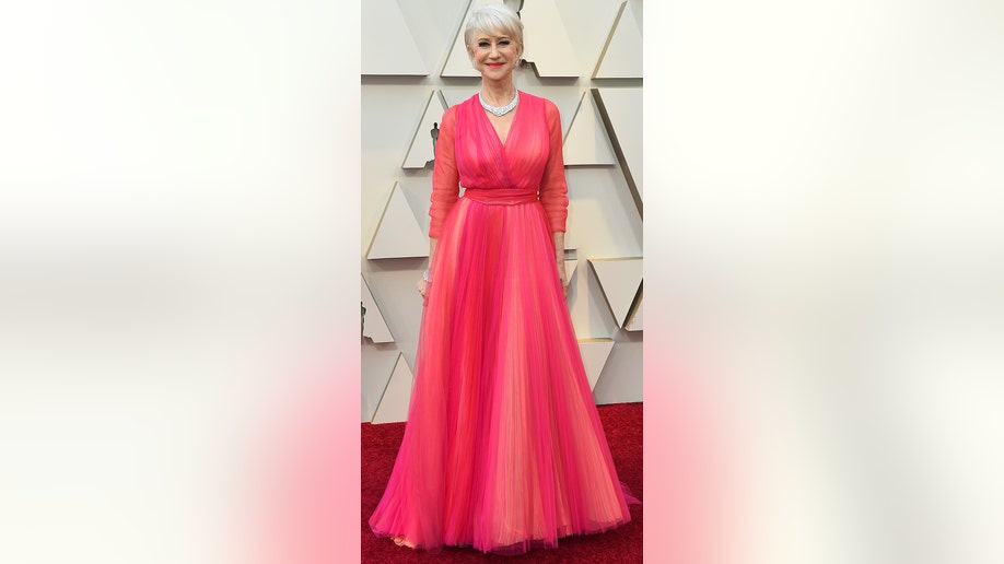 Helen Mirren arrives at the Oscars on Sunday, Feb. 24, 2019, at the Dolby Theatre in Los Angeles. (Photo by Jordan Strauss/Invision/AP)