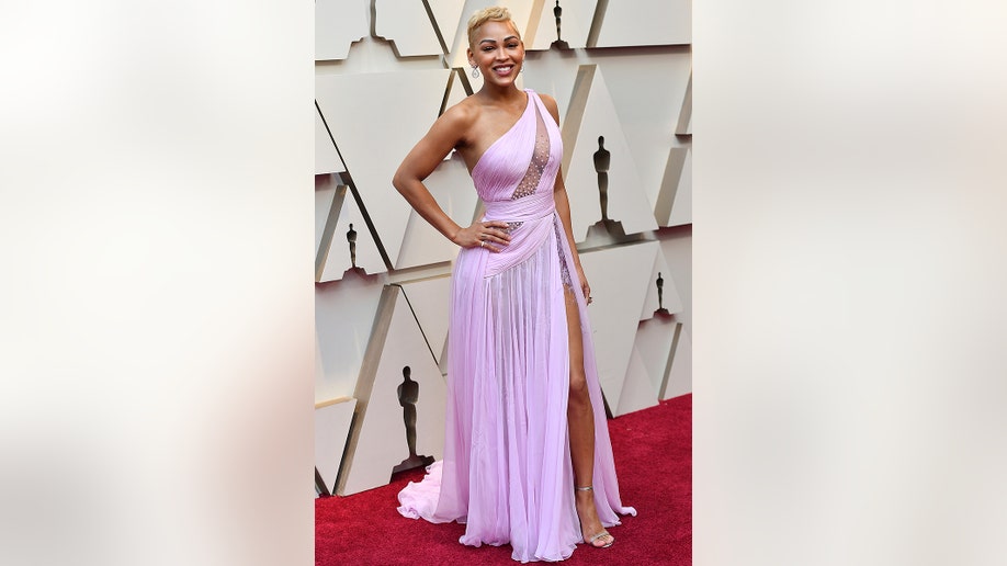 Meagan Good arrives at the Oscars on Sunday, Feb. 24, 2019, at the Dolby Theatre in Los Angeles. (Photo by Jordan Strauss/Invision/AP)