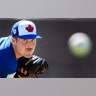 Toronto Blue Jays pitcher Sean Reid-Foley throws during a spring training baseball practice in Dunedin, Florida, Feb. 14, 2019. 
