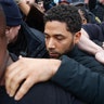 "Empire" actor Jussie Smollett leaves Cook County jail following his release in Chicago, Ill., Feb. 21, 2019. 