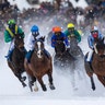 Raphael Lingg rides Filou to victory in the White Turf races in St. Moritz, Switzerland, Feb. 10, 2019. 