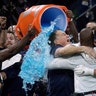 New England Patriots head coach Bill Belichick gets doused after winning Super LIII  against the Los Angeles Rams in Atlanta, Feb. 3, 2019. 