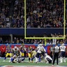 New England Patriots Stephen Gostkowski misses a field goal during the first half of the Super Bowl in Atlanta, February 3. 2019.