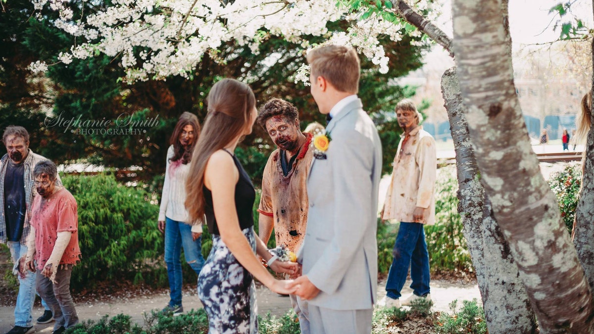 The “zombies” weren’t even extras or actors on “The Walking Dead,” but reportedly performers who work in the town as part of Senoia’s new zombie-themed tourist industry.