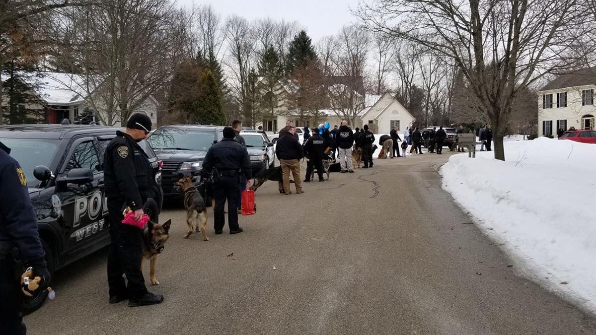 Close to 40 different police departments — including K-9 officers — visited Emma Mertens at her home in Wisconsin on Saturday.