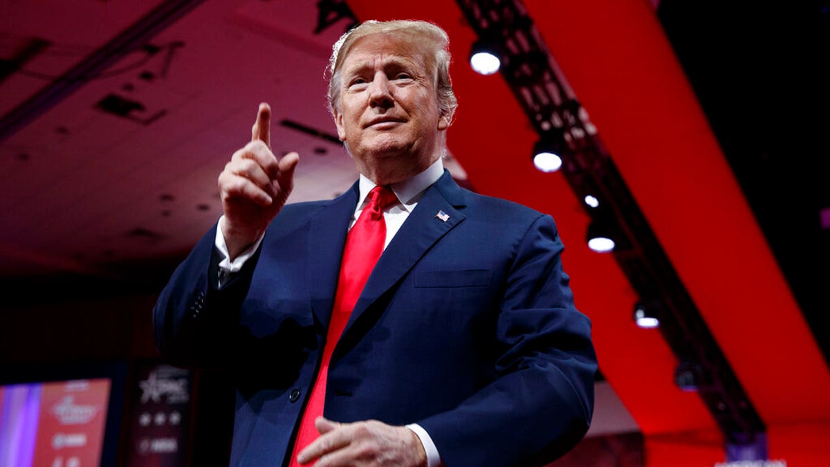 President Donald Trump looks to the cheering audience as he arrives to speak at Conservative Political Action Conference, CPAC 2019, in Oxon Hill, Md., Saturday, March 2, 2019.