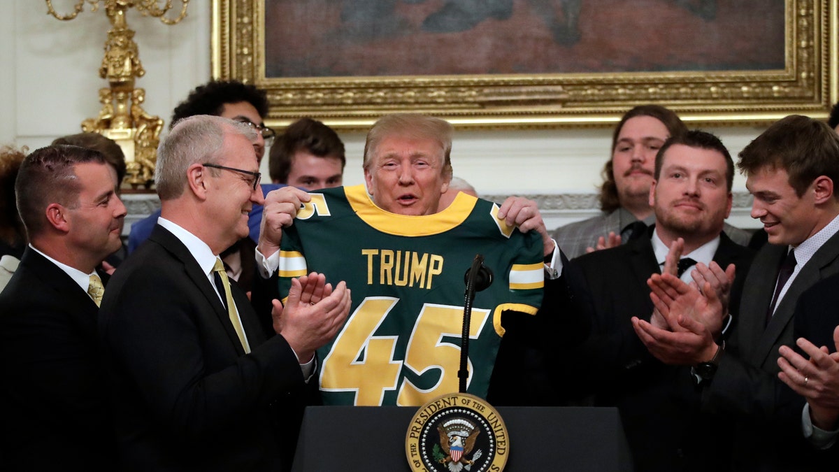 The Bison awarded the president with a specialized jersey. 