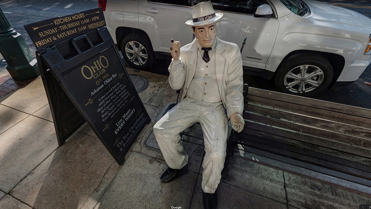 Two men allegedly tried to steal this statue of Al Capone outside the Ohio Club in Hot Springs, Arkansas, according to reports.