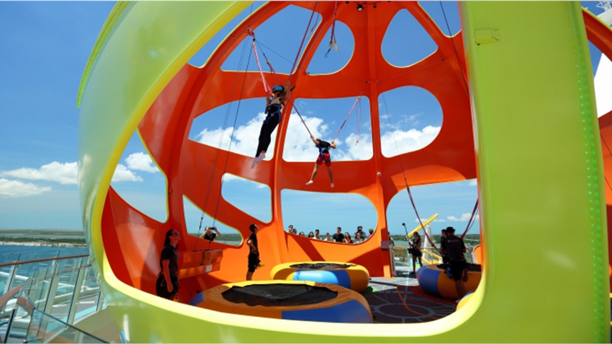 The 25-year-old man had looked forward the "awesome experience" of trying the Sky Pad attraction (pictured) during the cruise, which he took with his girlfriend, but never could have predicted that he would suffer such devastating injuries.