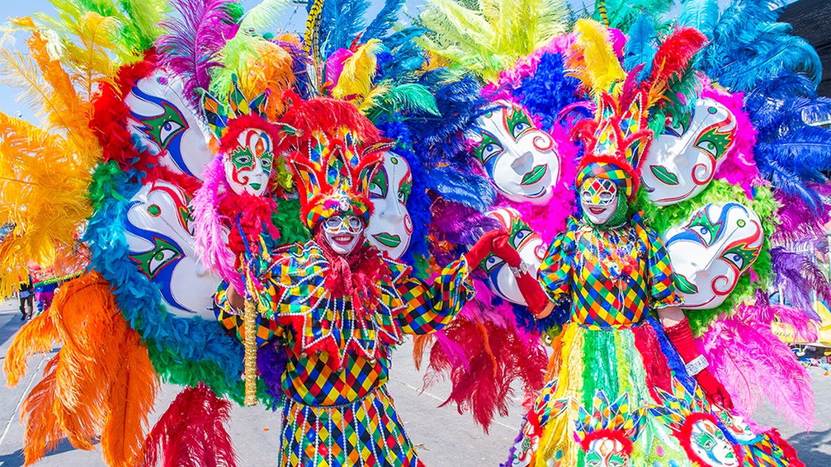 Participants in the Barranquilla Carnival in Barranquilla Colombia , Barranquilla Carnival is one of the biggest carnivals in the world. (Photo by: Kobby Dagan/VW Pics/UIG via Getty Images)